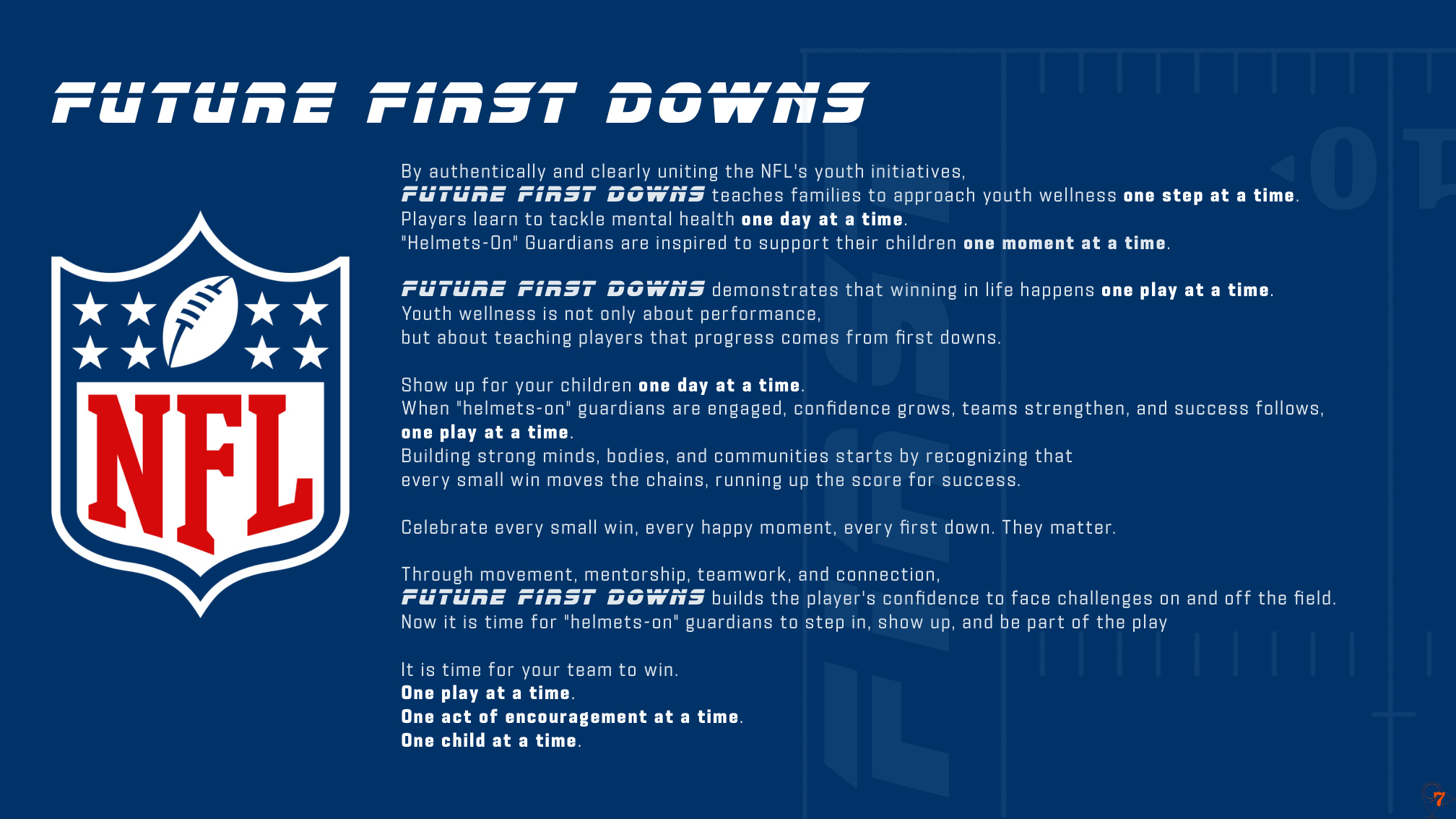 Future First Downs big idea from Team 160 plans book
