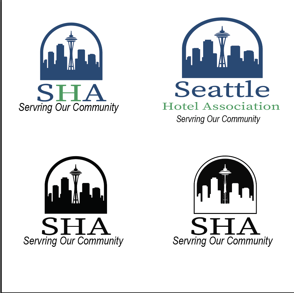 Seattle Hotel Association logo iterations developed by JoJo Maestas